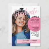 Black Pink Retro Arch Photo Afstuderen Kaart (Voorkant)