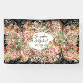 Black Pink  Rose Bouquet Vrijgezellenfeest Spandoek (Horizontaal)