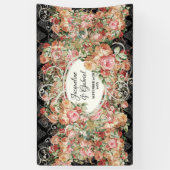 Black Pink  Rose Bouquet Vrijgezellenfeest Spandoek (Verticaal)