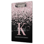 Black Pink Rose Gold Diamond Glitter Monogrammed Klembord (Links)