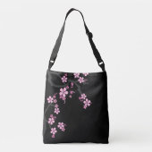 Black Pink Sakura japanese design: Crossbody Tas (Achterkant)