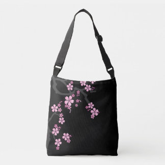 Black Pink Sakura japanese design: Crossbody Tas
