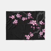 Black Pink Sakura japanese design: Fleece Deken (Voorkant (Horizontaal))