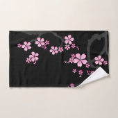 Black Pink Sakura japanese design: Handdoek (Handdoek)