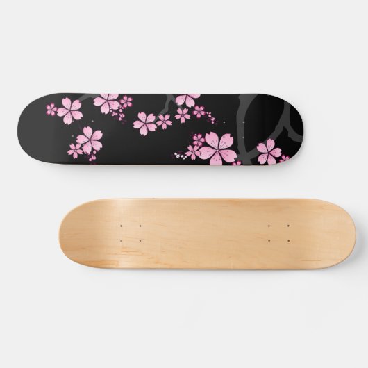 Black Pink Sakura japanese design: Persoonlijk Skateboard (Horizontaal)
