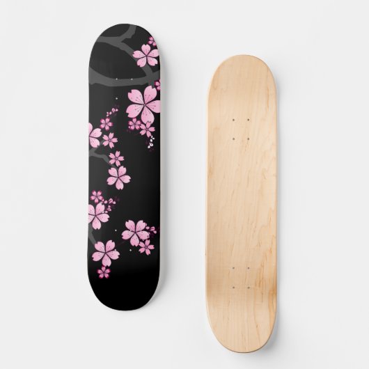 Black Pink Sakura japanese design: Persoonlijk Skateboard (Voorkant)