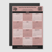 Black Pink Salon Logo QR-code 2026 Calendar Magnet (Voorkant / Achterkant)