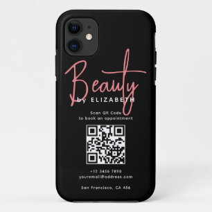 Black Pink Script Beauty Professional QR-code  Case-Mate iPhone Case