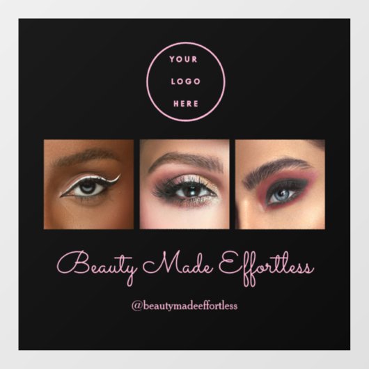 Black Pink Script Logo Foto Make-up Studio Raamsticker (Vel)