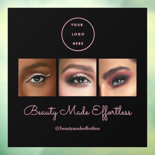 Black Pink Script Logo Foto Make-up Studio Raamsticker (Vel 3)