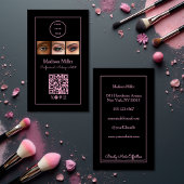 Black Pink Script Logo QR Code Photo Makeup Visitekaartje