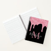 Black Pink Sparkle Glitter Drivers Monogram Notitieboek (Binnen)