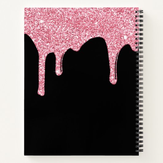 Black Pink Sparkle Glitter Drivers Monogram Notitieboek (Achterkant)