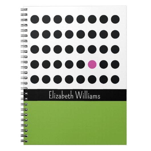 Black Pink Speelse Stippen Monogram Notitieboek (Voorkant)