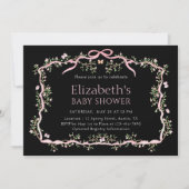 Black Pink Spring Garden Baby shower Kaart (Voorkant)