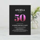 Black Pink Surprise 50ste verjaardag Kaart (Staand voorkant)