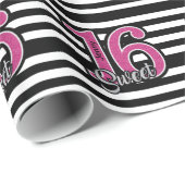 Black Pink Sweet 16 Persoonlijk Cadeaupapier (Rol Hoek)