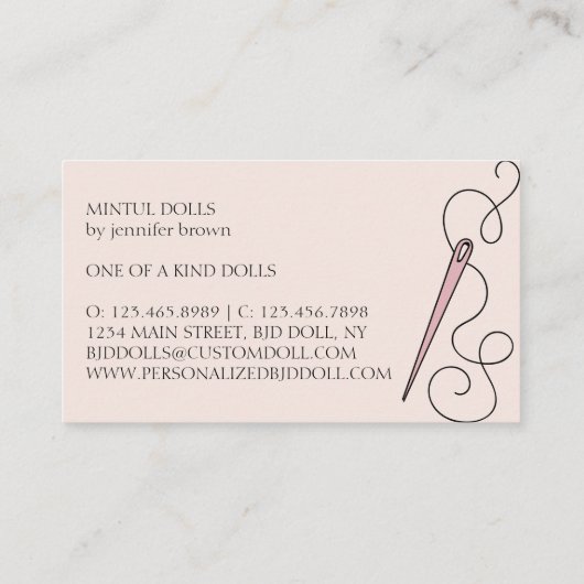 Black Pink Tailor Seamstress Needle Visitekaartje (Achterkant)