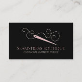 Black Pink Tailor Seamstress Needle Visitekaartje (Voorkant)