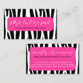 Black Pink Textion Simple Patter Zebra Visitekaartje (Voorkant / Achterkant)