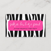 Black Pink Textion Simple Patter Zebra Visitekaartje (Voorkant)