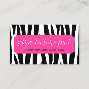 Black Pink Textion Simple Patter Zebra Visitekaartje