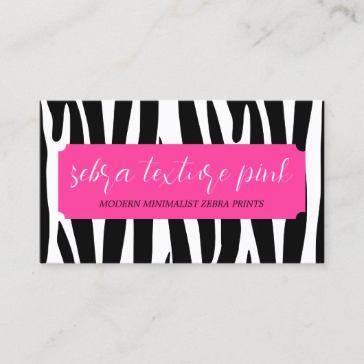 Black Pink Textion Simple Patter Zebra Visitekaartje (Voorkant)