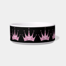 Black Pink Tiara Princess Pet Feeding Bowl