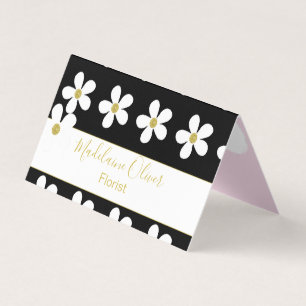 Black Pink White Daisy Florist Professional Visitekaartje
