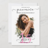 Black Pink White Halo Photo Collage Quinceañera Kaart (Voorkant)