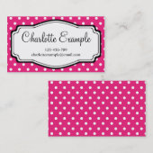 Black Pink White Polka Dot Classic Custom Visitekaartje (Voorkant / Achterkant)