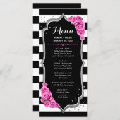 Black Pink White Silver-menukaart Programmakaart (Voorkant / Achterkant)
