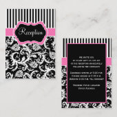 Black Pink White Stripe Damask Enclosure Kaart (Voorkant / Achterkant)