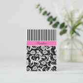 Black Pink White Stripe Damask Enclosure Kaart (Staand voorkant)