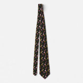 Black Pink Yellow Green Floral Groom Groomsman  Stropdas (Achterkant)