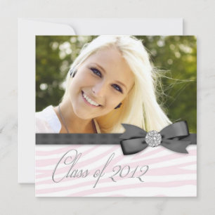 Black Pink Zebra Photo Afstuderen aangekondigd Kaart