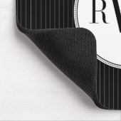Black Pinstripe Monogram Mousepad Muismat (Hoek)
