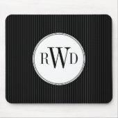 Black Pinstripe Monogram Mousepad Muismat (Voorkant)