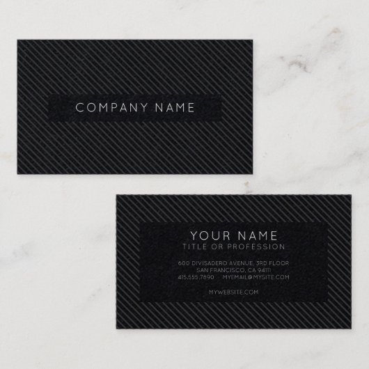 Black Pinstripe Simple Visitekaartje (Voorkant / Achterkant)