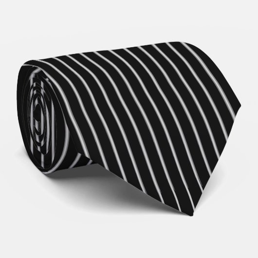 Black Pinstripe Stropdas (Opgerold)