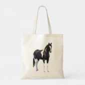 Black Pinto Paint Quarter Horse Stallion Tote Bag (Achterkant)