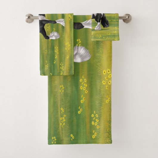 Black Pinto Piebald Gypsy Vanner Draft Horse Bad Handdoek (Insitu)