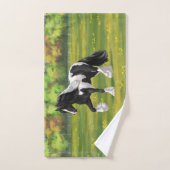 Black Pinto Piebald Gypsy Vanner Draft Horse Bad Handdoek (Handdoek)