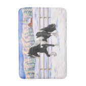 Black Pinto Piebald Gypsy Vanner Draft Horse Badmat (Voorkant Verticaal)