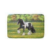 Black Pinto Piebald Gypsy Vanner Draft Horse Badmat (Voorkant)