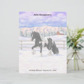 Black Pinto Piebald Gypsy Vanner Draft Horse Briefhoofd (Staand voorkant)