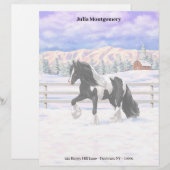 Black Pinto Piebald Gypsy Vanner Draft Horse Briefhoofd (Voorkant / Achterkant)
