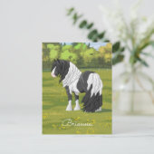 Black Pinto Piebald Gypsy Vanner Draft Horse Briefkaart (Staand voorkant)