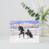 Black Pinto Piebald Gypsy Vanner Draft Horse Briefkaart (Staand voorkant)