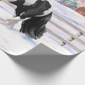 Black Pinto Piebald Gypsy Vanner Draft Horse Cadeaupapier (Hoek)